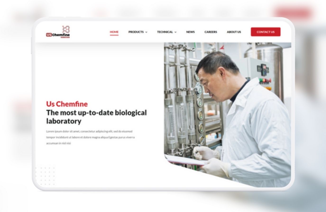 طراحی سایت محصولات شیمیایی US Chemfine